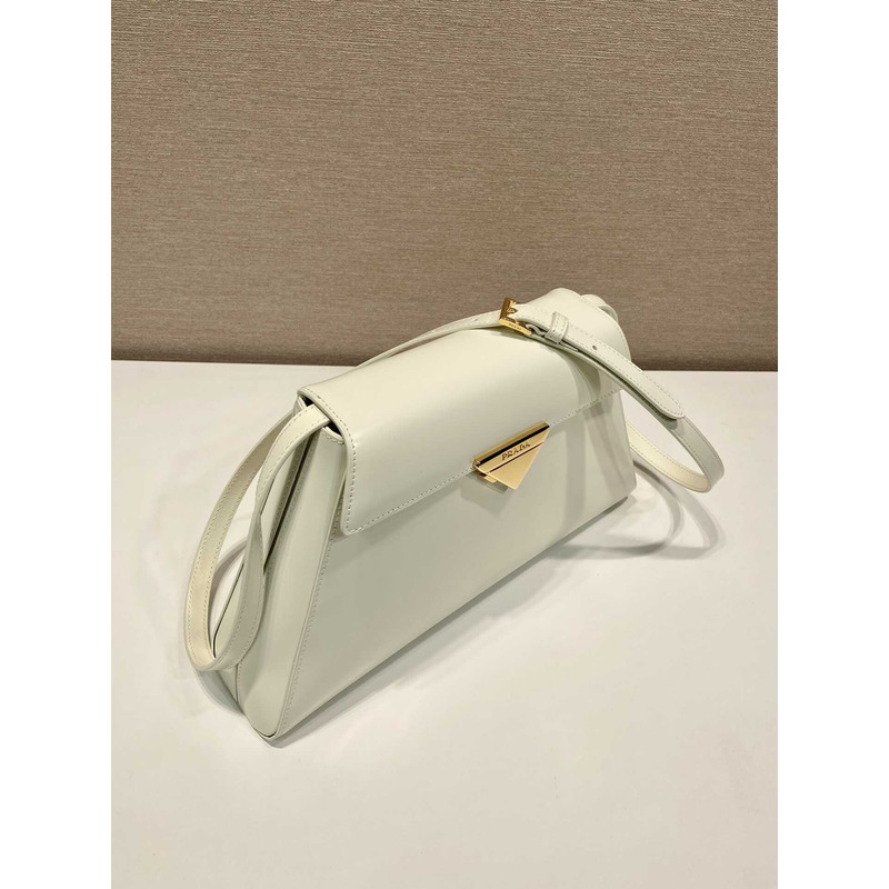 Pra*a medium brushed leather handbag white