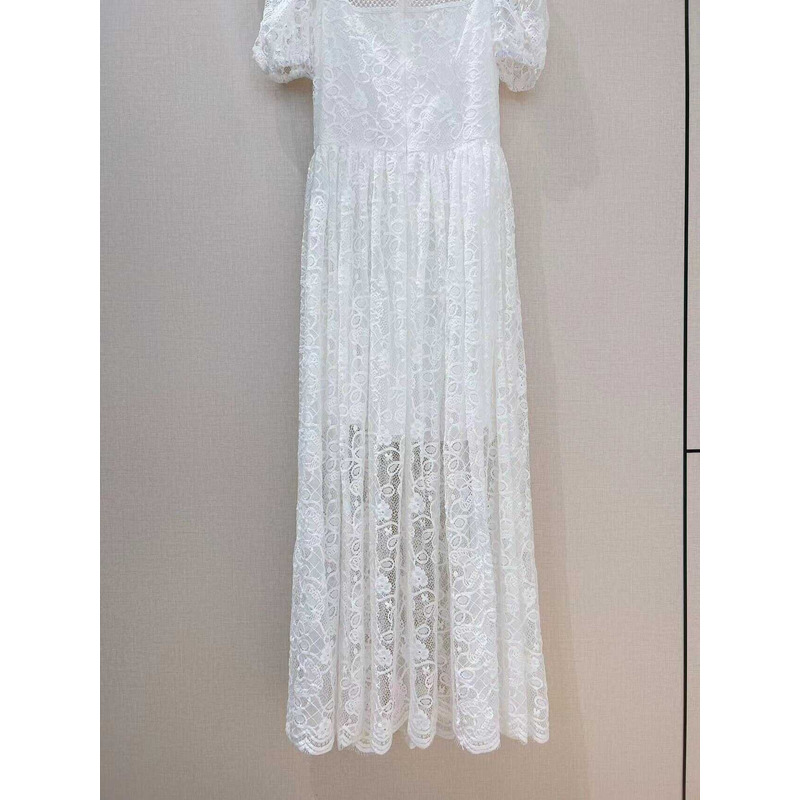 D*or floral lace tulle maxi dress white