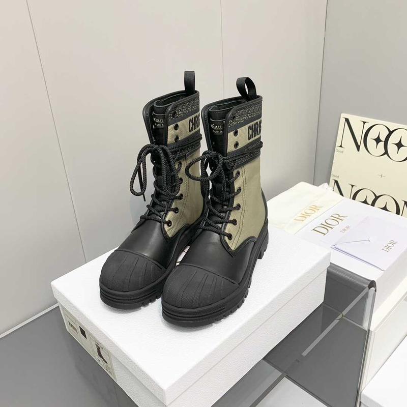 D*or d-major ankle boots black and green leather and sheepskin
