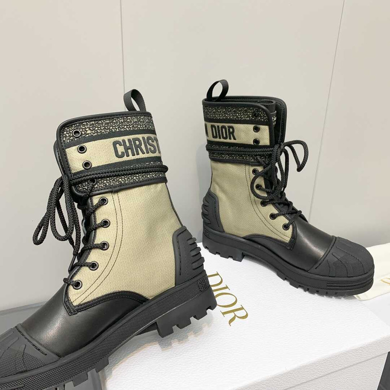 D*or d-major ankle boots black and green leather and sheepskin