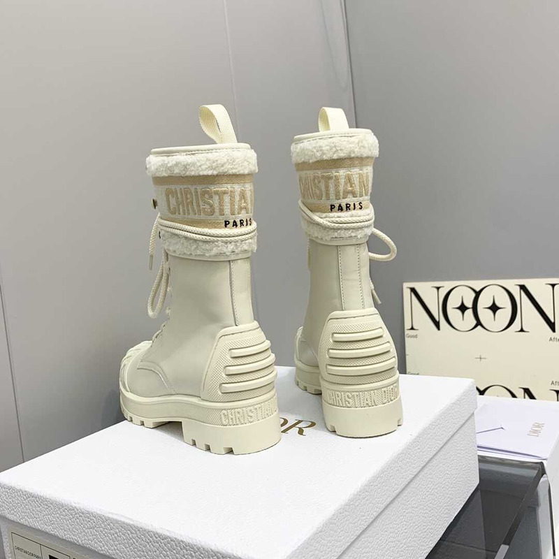 D*or d-major ankle boots white leather and sheepskin