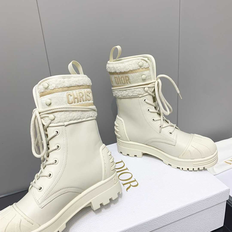 D*or d-major ankle boots white leather and sheepskin