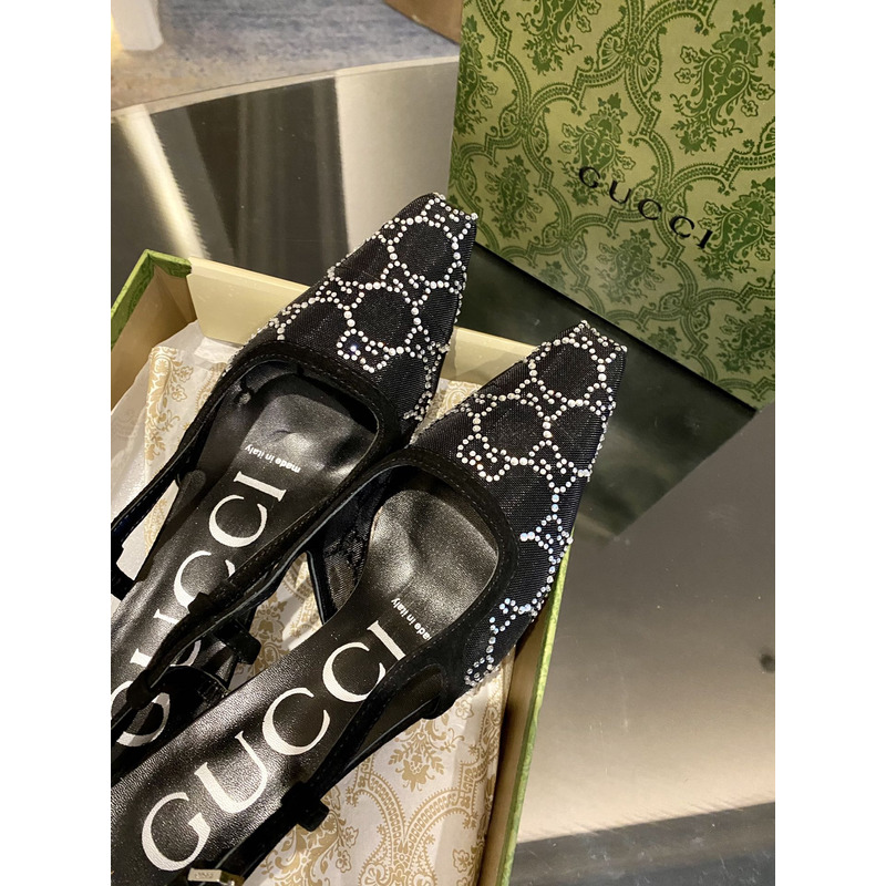 G*u*i black silver pattern heels