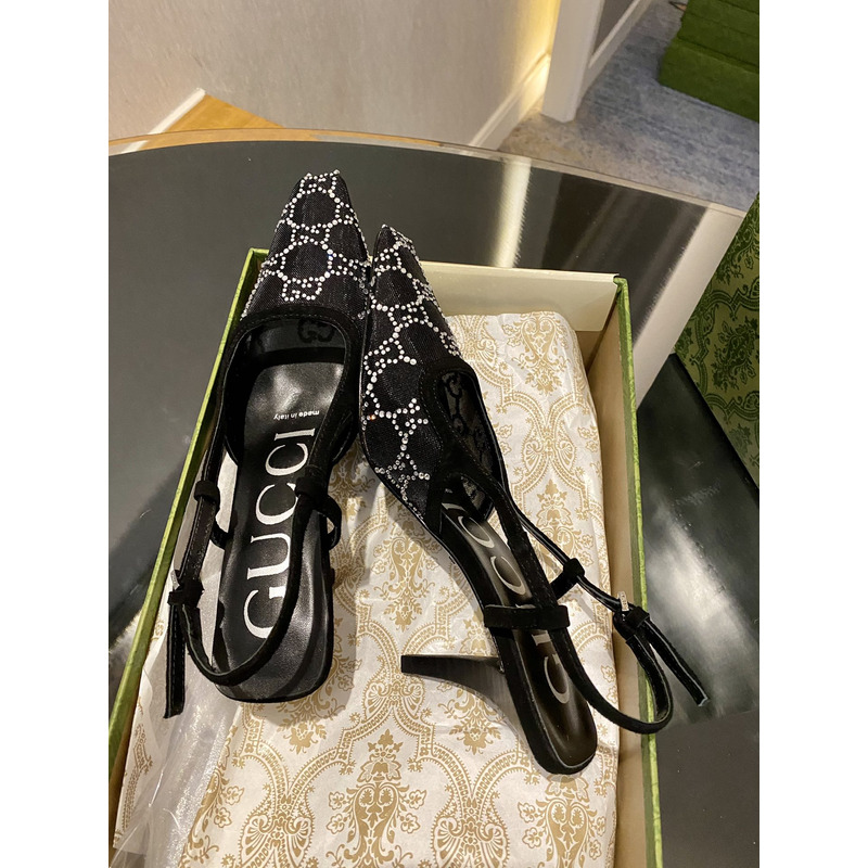 G*u*i black silver pattern heels