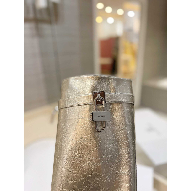Givenchy Shark Lock Embellished Long Boots Silver