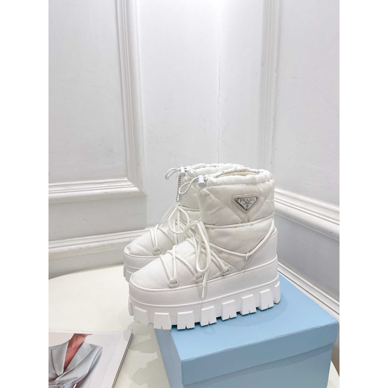 Pra*a logo padded ankle boots white
