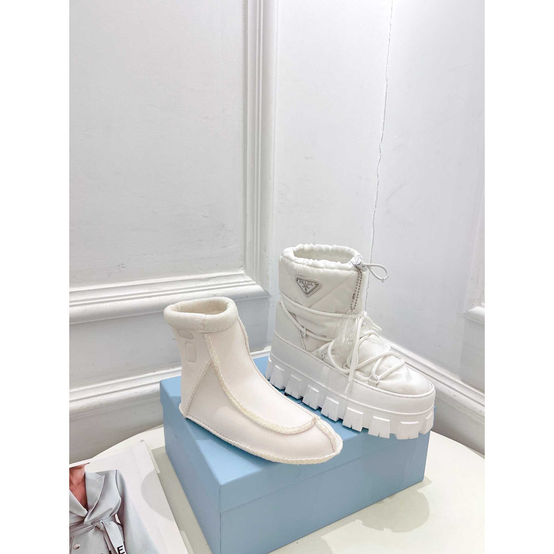 Pra*a logo padded ankle boots white