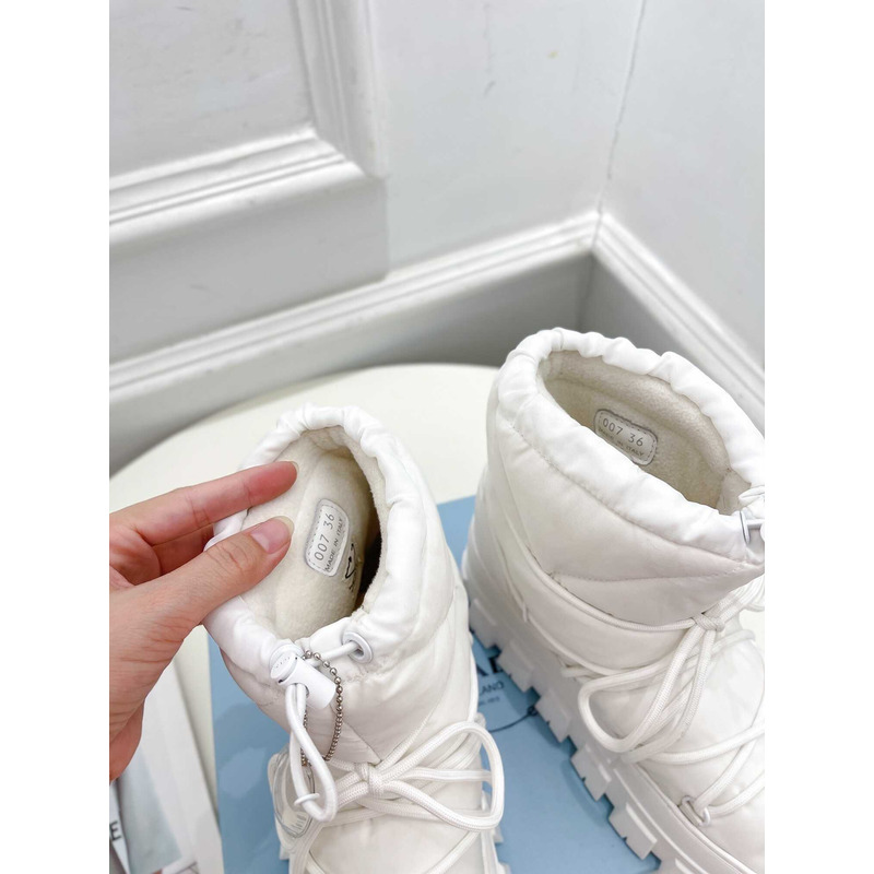 Pra*a logo padded ankle boots white