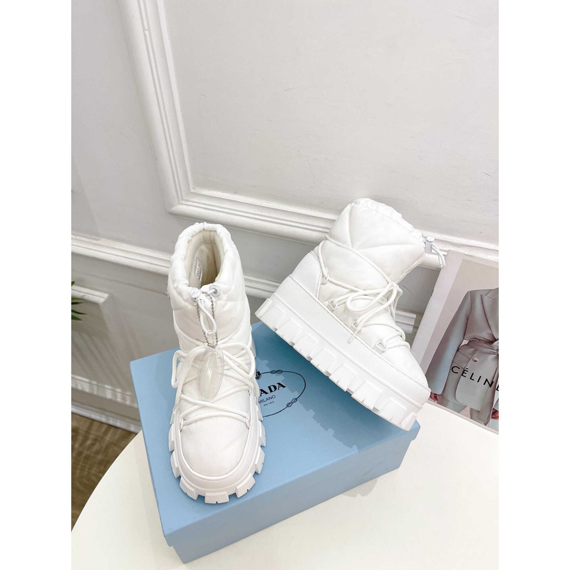 Pra*a logo padded ankle boots white