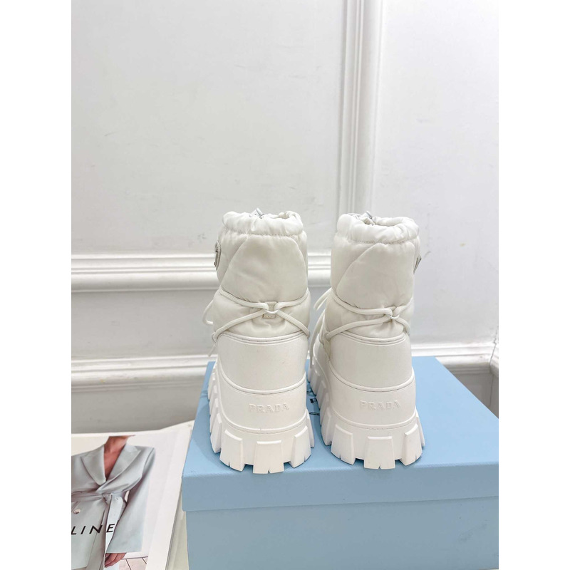 Pra*a logo padded ankle boots white