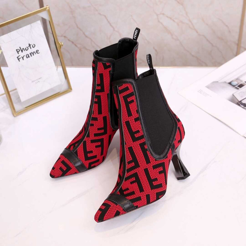 F**di ff ankle boots red