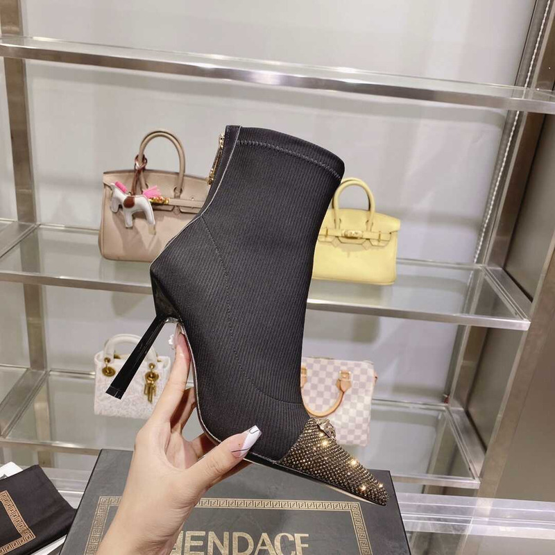 F**di ankle boots gold and black