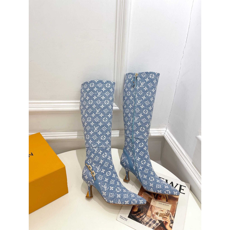 l**is V*t*n ankle boot heels with chain logo monogram blue