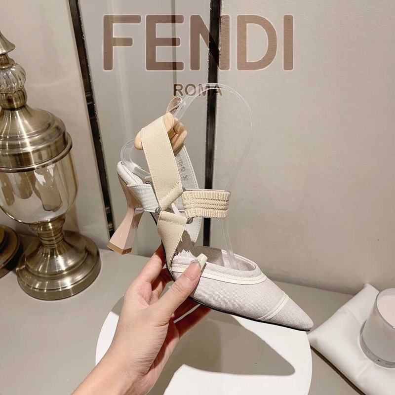 F**di colibrì embroidered high heel slingbacks white