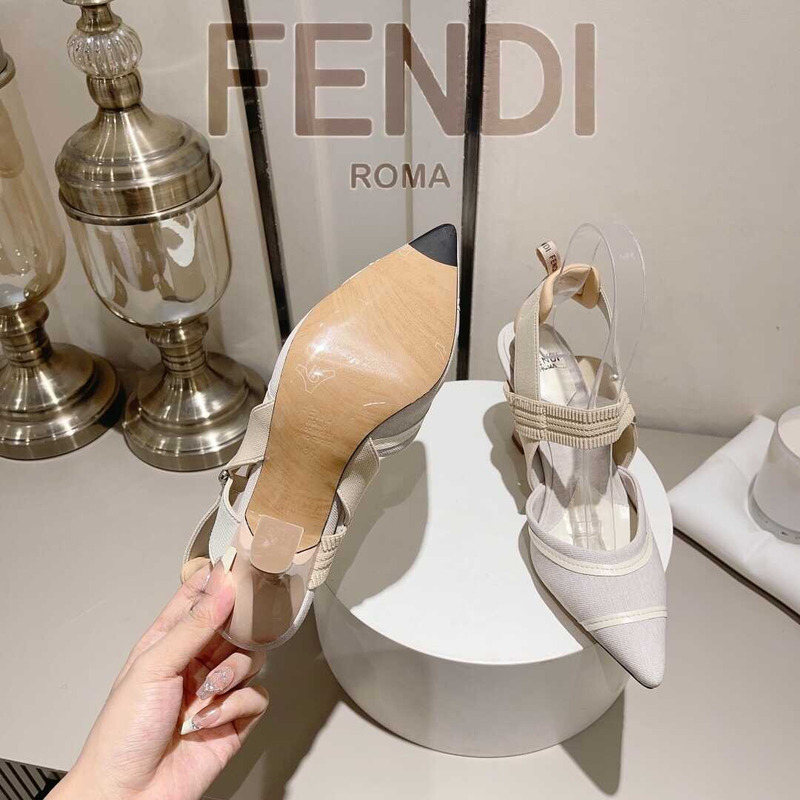 F**di colibrì embroidered high heel slingbacks white