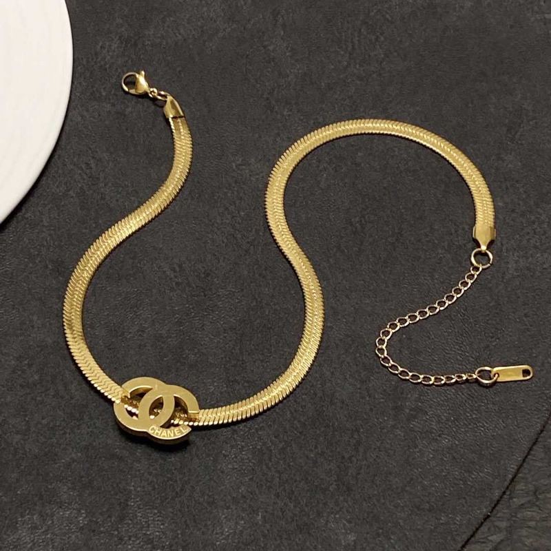 Ch*el snake bone necklace gold