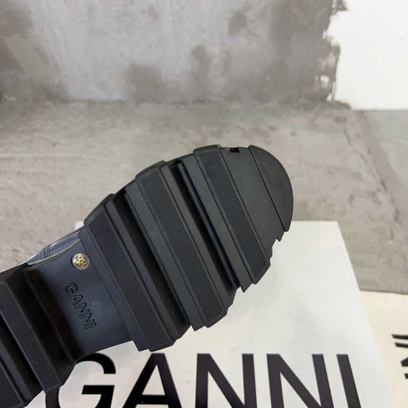 Ganni Cleated Mid Chelsea Boots Blue And Black