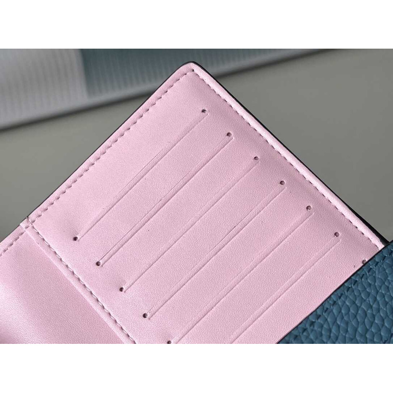 l**is V*t*n taurillon wallet blue and pink