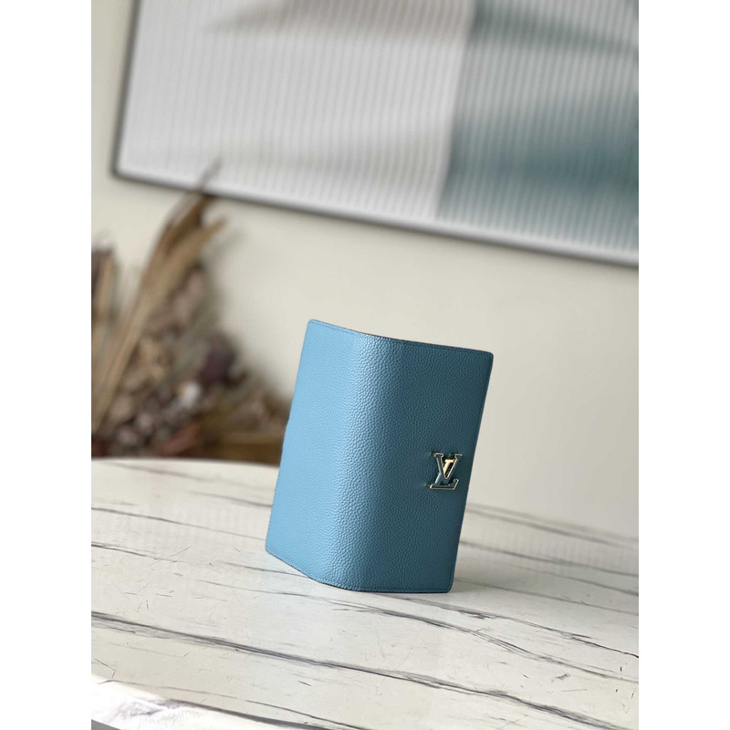 l**is V*t*n taurillon wallet blue and pink