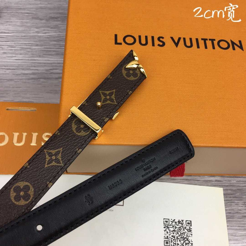 l**is V*t*n 20mm leather belt gold lv buckle black