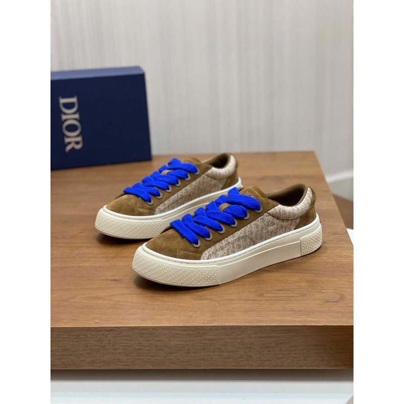 D*or b33 sneakers D*or oblique jacquard and suede brown and blue
