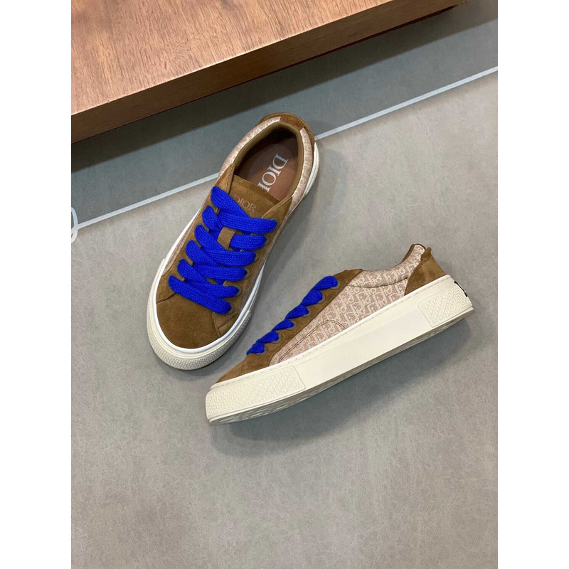 D*or b33 sneakers D*or oblique jacquard and suede brown and blue