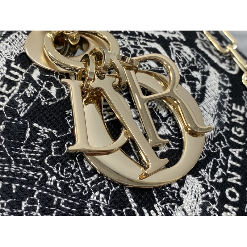 D*or ch**an leather party style elegant style logo handbags black