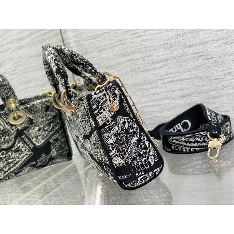 D*or ch**an leather party style elegant style logo handbags black