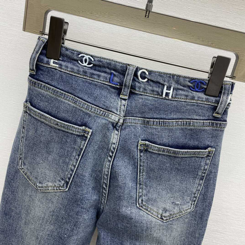 Ch*el plain cotton jeans blue