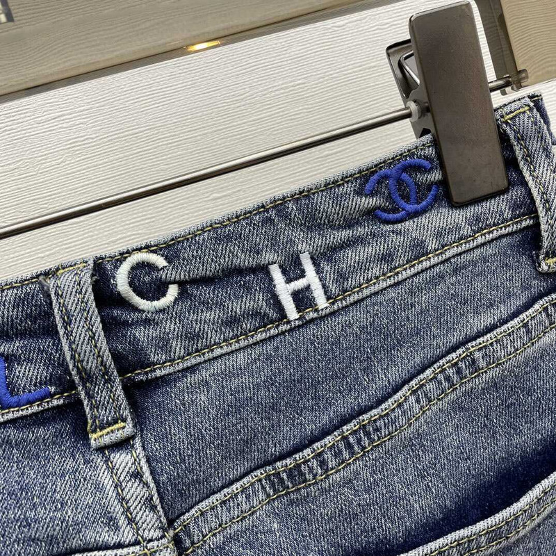 Ch*el plain cotton jeans blue