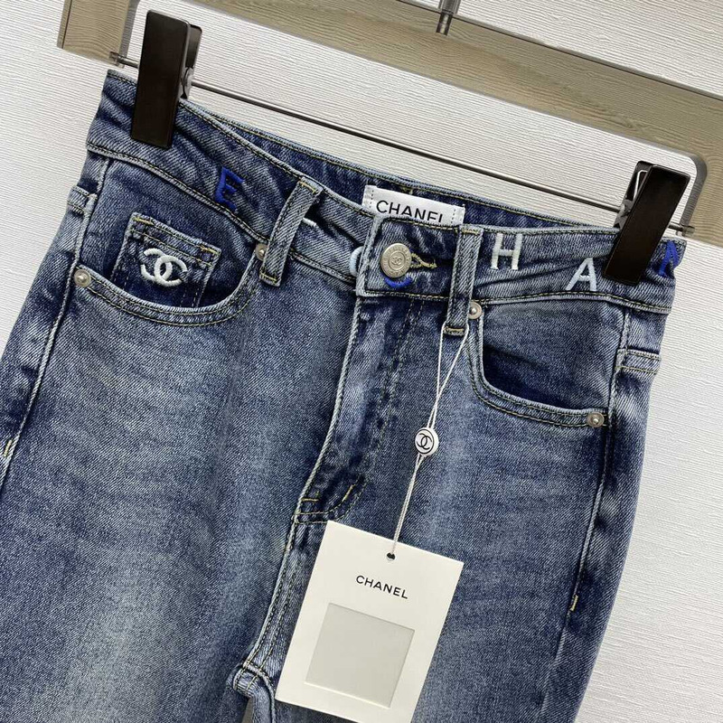 Ch*el plain cotton jeans blue