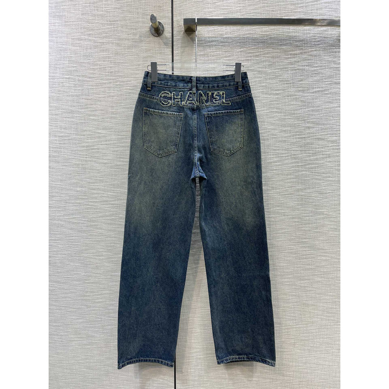 Ch*el cotton plain jeans blue