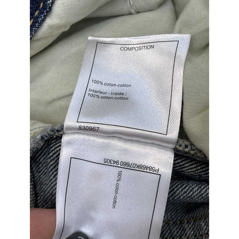 Ch*el cotton embroidered logo jeans darkblue