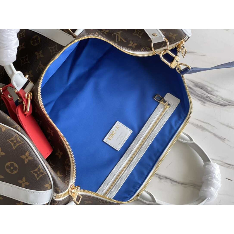 l**is V*t*n keepall bandoulière 55 embossed taurillon monogram cowhide leather bag brown