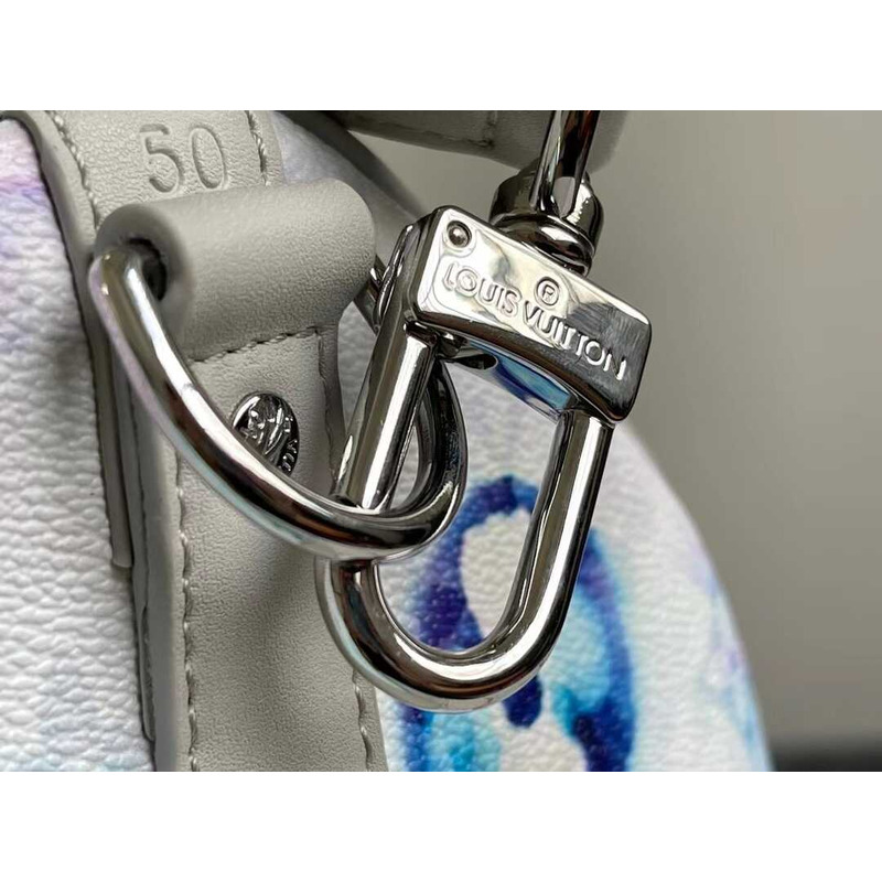 l**is V*t*n keepall bandoulière 50 embossed taurillon monogram cowhide leather bag watercolor