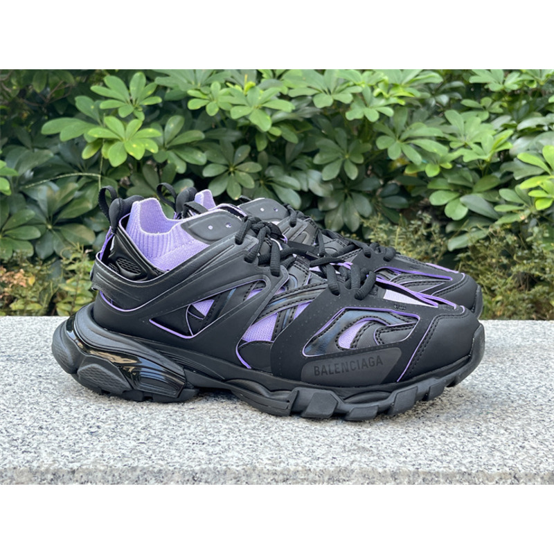 Ba*len*cia*ga track sock lace-up sneakers purple and black