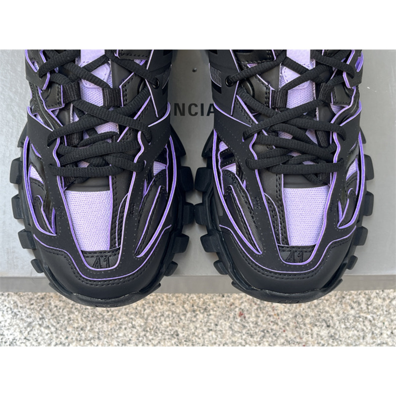 Ba*len*cia*ga track sock lace-up sneakers purple and black
