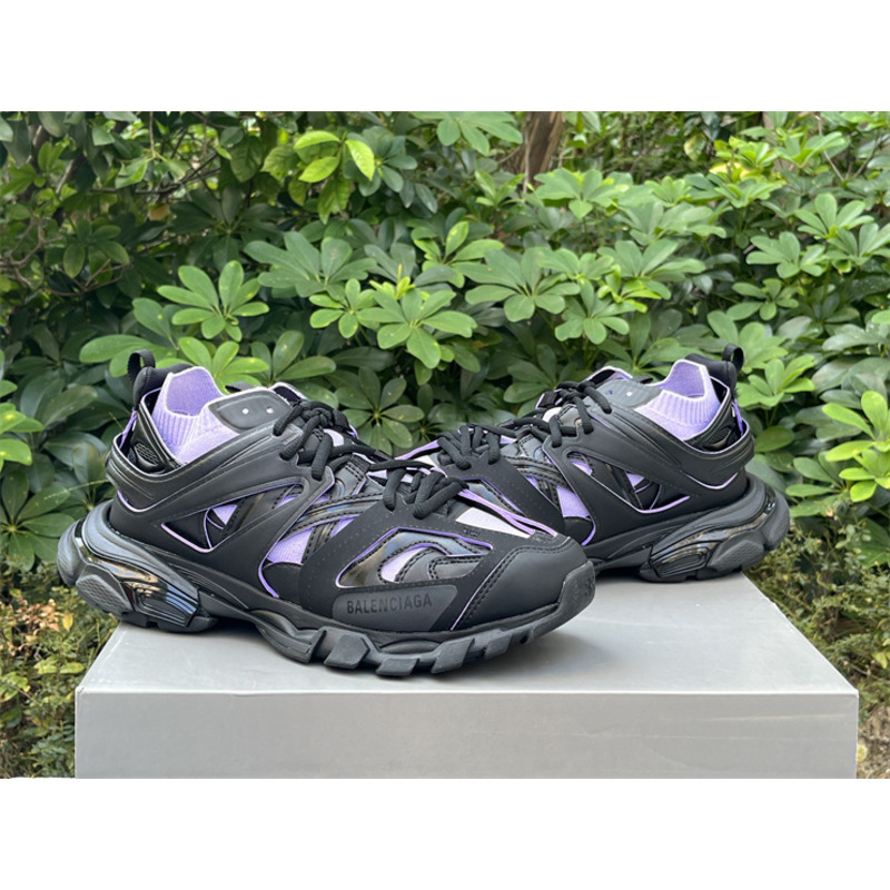 Ba*len*cia*ga track sock lace-up sneakers purple and black