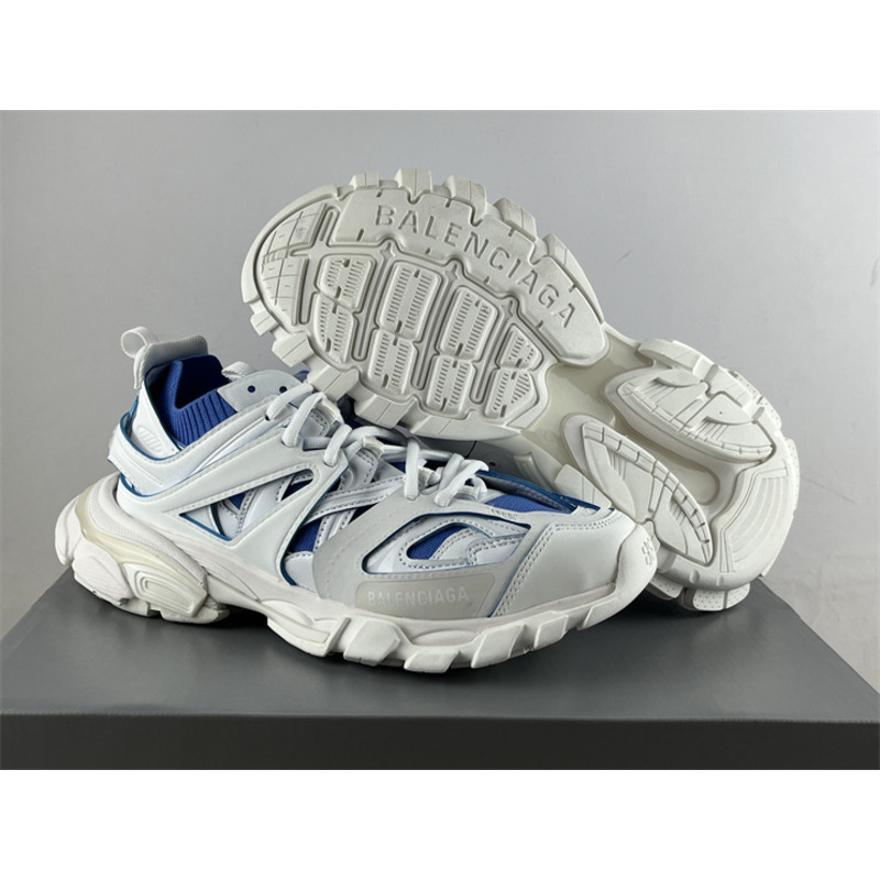 Ba*len*cia*ga track sock lace-up sneakers blue and white