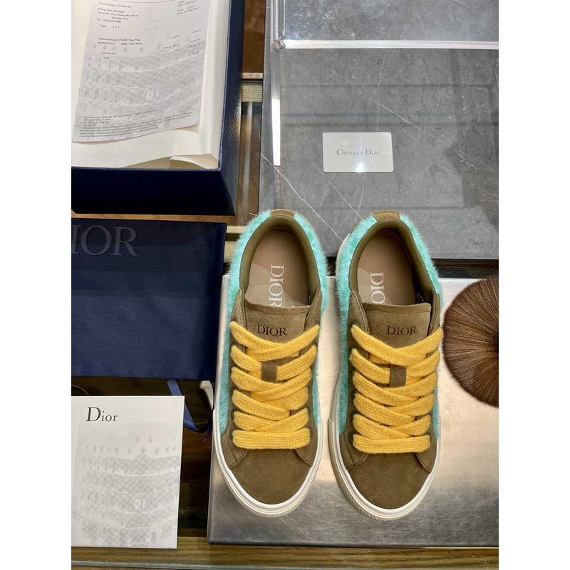 D*or b33 sneaker oblique jacquard brown yellow and cyan