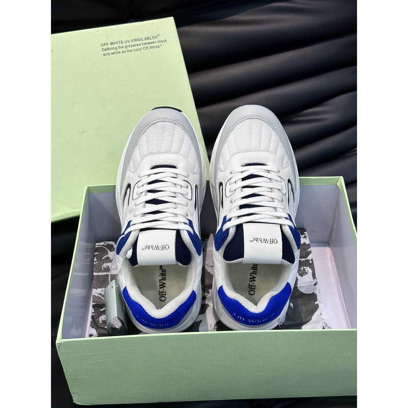 Off White Kick Off Lace-Up Sneakers White And Blue