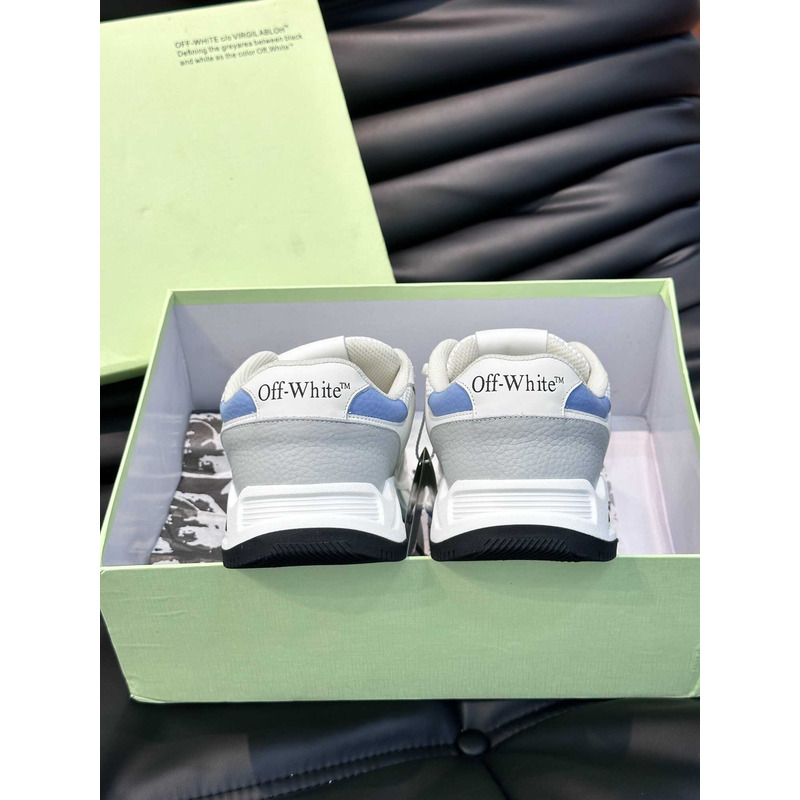 Off White Kick Off Lace-Up Sneakers White And Blue