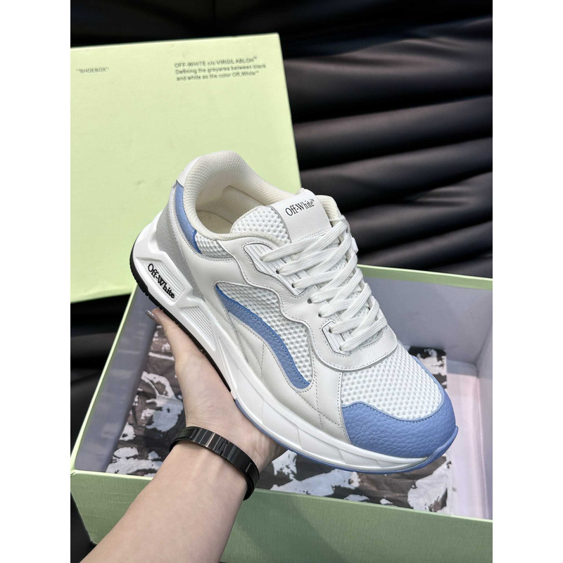 Off White Kick Off Lace-Up Sneakers White And Blue