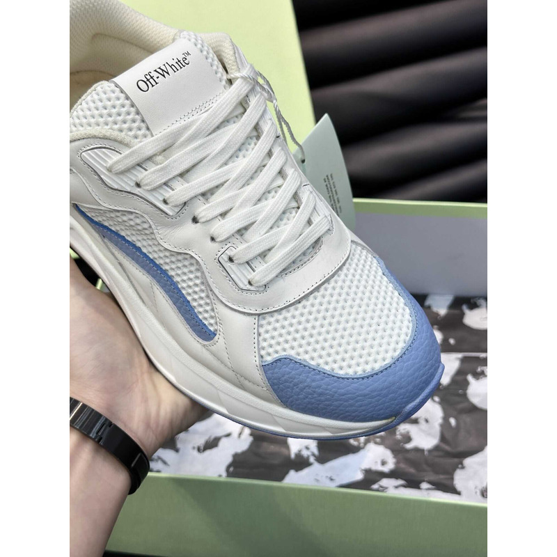 Off White Kick Off Lace-Up Sneakers White And Blue