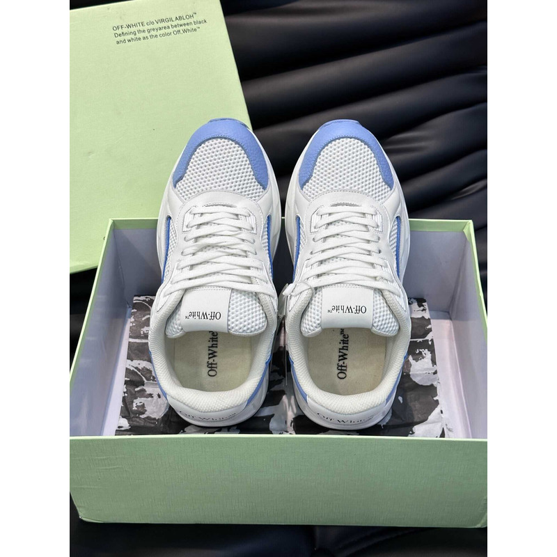 Off White Kick Off Lace-Up Sneakers White And Blue