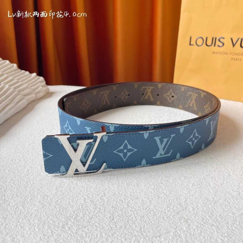 l**is V*t*n lv initiales 40mm reversible belt blue and brown