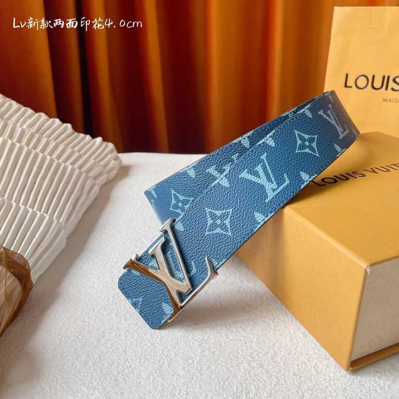 l**is V*t*n lv initiales 40mm reversible belt blue and brown