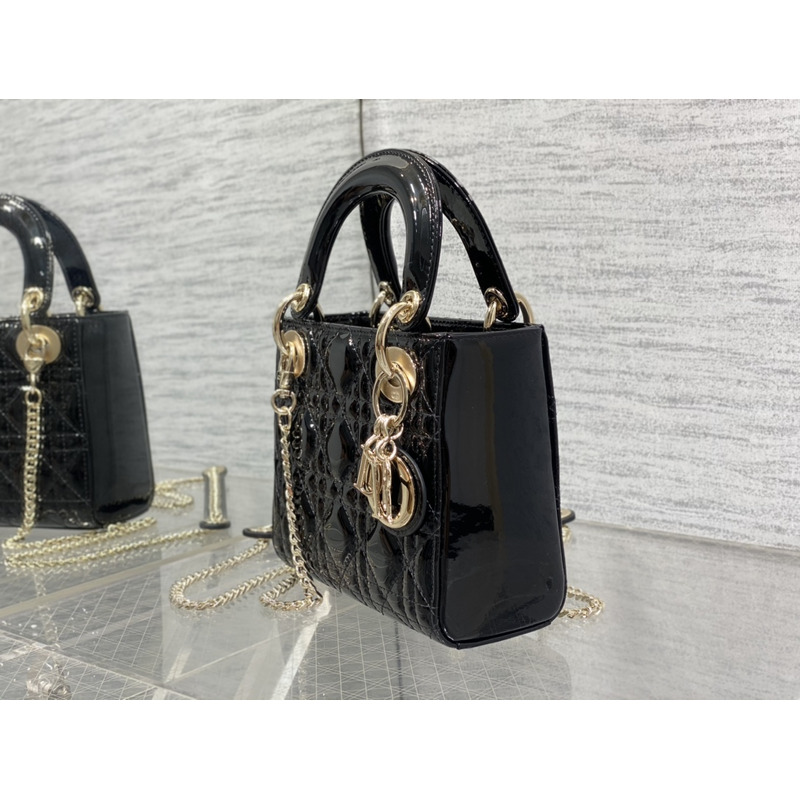 D*or mini lady D*or bag patent leather black