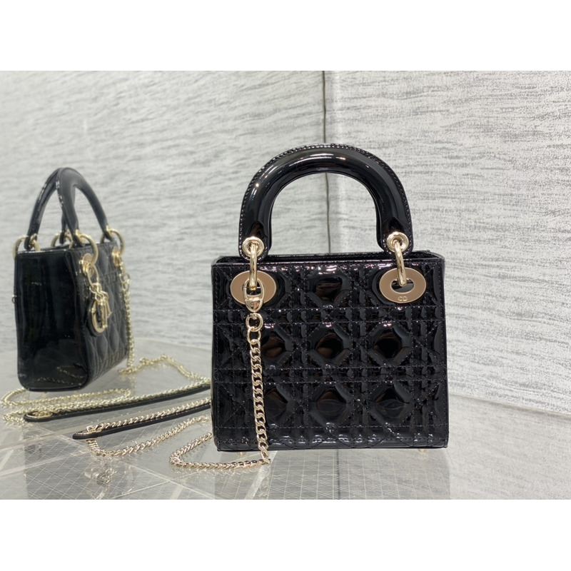 D*or mini lady D*or bag patent leather black