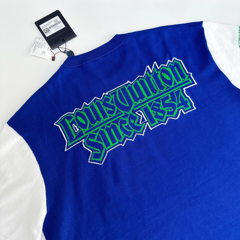 l**is V*t*n crew neck cotton t-shirt blue and white